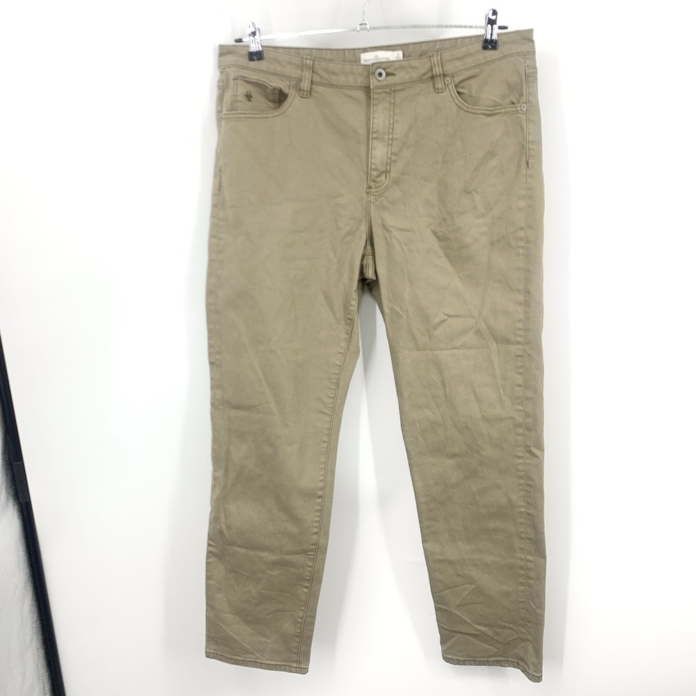 LL Bean Signature Women Size‎ 16 Pants Brown Khakis Chinos Jeans Slim Straight